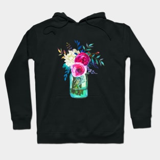 Watercolor mason jar flowers Hoodie